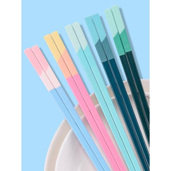 Chopsticks Reusable Dishwasher Safe, 5 Pairs 9.5 Inches Pink + Light Blue - Picture 1 of 12
